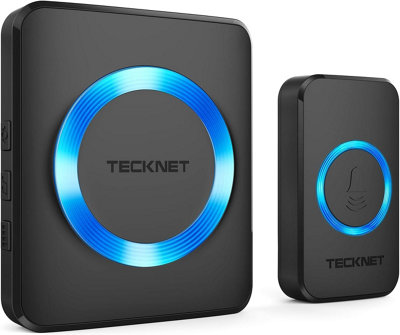 TECKNET Wireless Doorbell, IP65 Waterproof Wall Plug-in Cordless Door Chime Kit,400m Range, 60 Chimes,