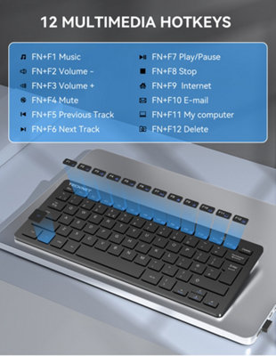 TECKNET Wireless Keyboard: 2.4G, mini portable with media keys. Silent ...