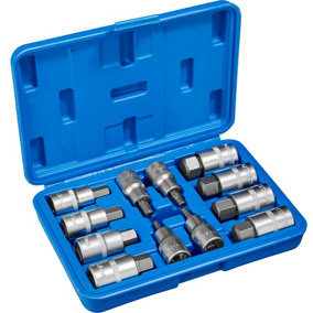 tectake 12-Piece socket set with internal hex attachment - torx bit set torx socket set - blue