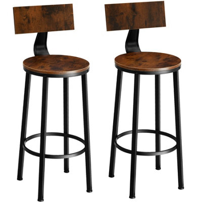 tectake 2 Bar stools Poole dining chairs stools Industrial wood dark rustic