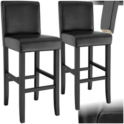 tectake 2 Breakfast bar stools made of artificial leather bar stool kitchen stool black