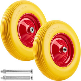 tectake 2 Solid rubber trolley wheels - wheelbarrow wheel rubber wheel - yellow