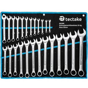tectake 25-piece spanner set - wrench crowfoot wrench set - black/blue