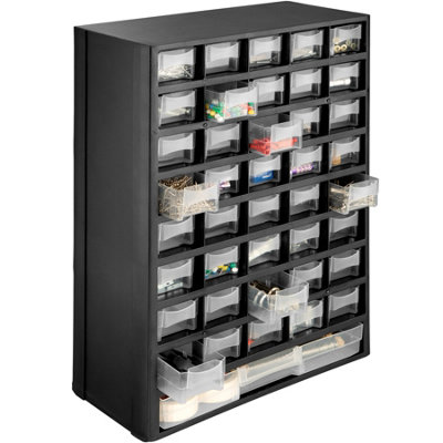 tectake 2x storage bin units 41 drawers - small storage boxes small plastic storage boxes - black/white