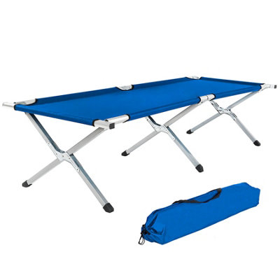 tectake 4 camping beds made of aluminium - folding camp bed single camp bed - blue