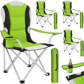 tectake 4 Camping chairs - padded - folding chair fold up chair - green