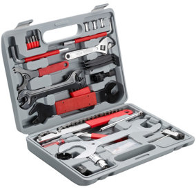 tectake 50-Piece Bike Tool Kit - bike tool kit tool set - grey