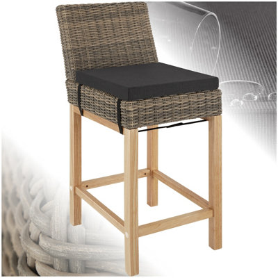 tectake Bar stool Latina - garden chair breakfast bar stool - nature ...