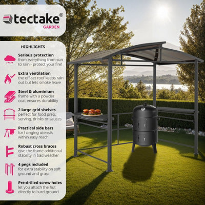 tectake Barbecue Pavilion Asado 2.4x1.5x2.34m - Barbecue pavilion barbecue shelter - grey