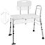 tectake Bath seat with back- and armrest adjustable height - shower chair shower stool - white