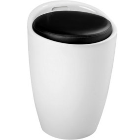tectake Bathroom stool with storage space - bathroom seat bathroom stool white - black/white