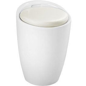 tectake Bathroom stool with storage space - bathroom seat bathroom stool white - white