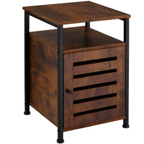 tectake Bedside cabinet Cork - bedside table lamp table - Industrial wood dark rustic