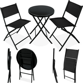 tectake Bistro Set Duesseldorf - garden table and chairs outdoor table and chairs - black