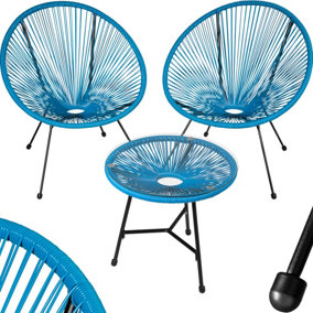 tectake Bistro set Santana - 2 Chairs 1 Table - round table and chairs glass table and chairs - blue