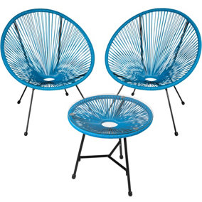 tectake Bistro set Santana - 2 Chairs 1 Table - round table and chairs glass table and chairs - blue