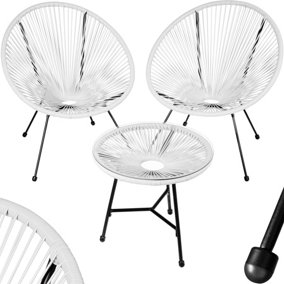 tectake Bistro set Santana - 2 Chairs 1 Table - round table and chairs glass table and chairs - white