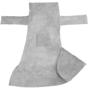 tectake Blanket with sleeves - blanket snuggle blanket - 180 x 150 cm grey