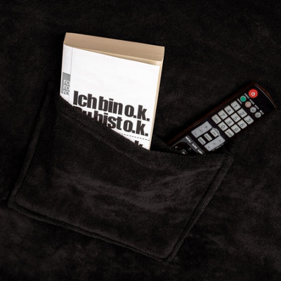 tectake Blanket with sleeves - blanket snuggle blanket - 200 x 170 cm black