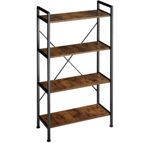 tectake Bookcase Leeds 4 Shelves - shelves bookshelf - Industrial wood dark rustic