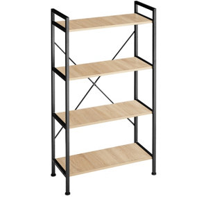 tectake Bookcase Leeds 4 Shelves - shelves bookshelf - industrial wood light oak Sonoma