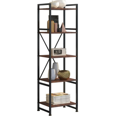 tectake Bookcase Manchester - 5 Shelves - bookshelf childrens bookcase - Industrial wood dark rustic