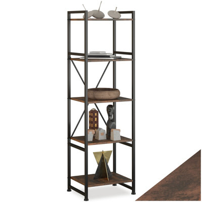 tectake Bookcase Manchester 5 Shelves bookshelf childrens bookcase Industrial wood dark