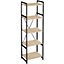 tectake Bookcase Manchester - 5 Shelves - bookshelf childrens bookcase - industrial wood light oak Sonoma