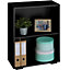 tectake Bookshelf Lexi bookcase with 2 shelves - shelf corner shelf - black
