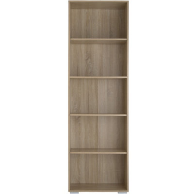 tectake Bookshelf Lexi - Bookcase with 5 shelves - shelf corner shelf - Wood light oak Sonoma