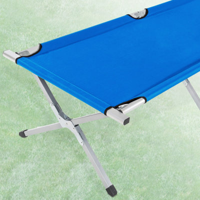 tectake Camping bed - folding camp bed single camp bed - blue