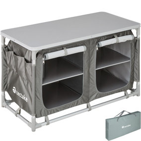 tectake Camping Kitchen 97x47.5x56.5cm - camping kitchen unit camping kitchen stand - grey