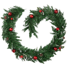 tectake Christmas garland with baubles and pinecones (2.7m) - Christmas wreath garland - red/green