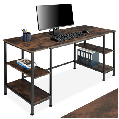 tectake Computer Desk Stoke w/built in shelves (137x55x75cm) corner