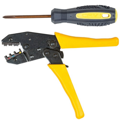 tectake Crimper pliers set 0.5 - 6mm² with bag - crimping tool ferrule crimper - yellow