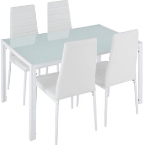 tectake Dining table and chair Set Berlin 4+1 - dining room table and chairs dining table and 4 chairs - white