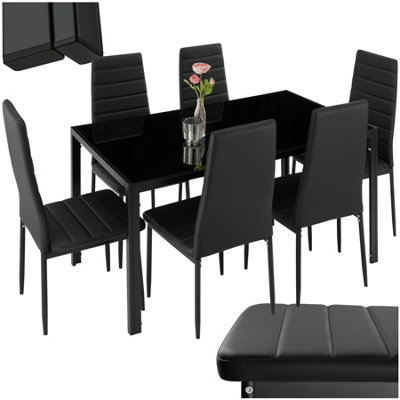 tectake Dining table and chairs Brandenburg 6+1 set dining room table