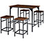 tectake Dining table with 4 bar stools Edinburgh - dining table and chairs kitchen table - Industrial wood dark rustic