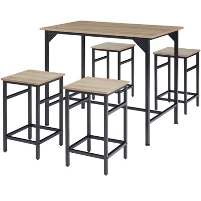 tectake Dining table with 4 bar stools Edinburgh - dining table and ...