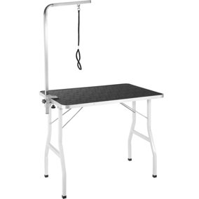 tectake Dog Grooming Table with Arm - grooming table dog grooming harness - black/white
