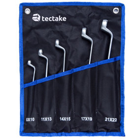 tectake Double-ended wrench ring spanner set 5 PCs. - ring spanner ring spanner set - black