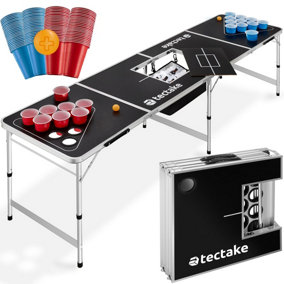 tectake Drink Pong Table 'Blitz' - Height adjustable and foldable - Drink pong table drink pong table - black