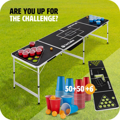 tectake Drink Pong Table 'Blitz' - Height adjustable and foldable - Drink pong table drink pong table - black