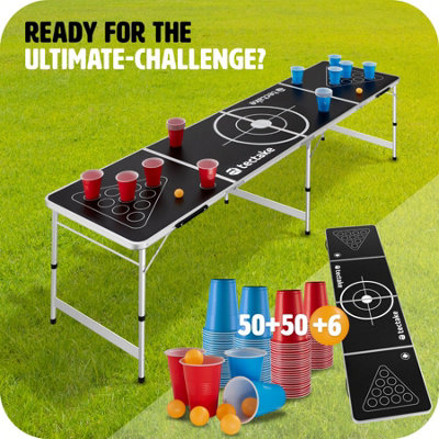tectake Drink Pong Table 'Brew Battle' - Foldable - Drink pong table drink pong table - black