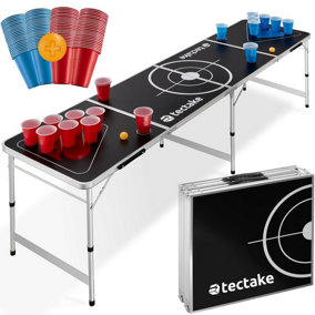 tectake Drink Pong Table 'Brews & Throws' - Height adjustable - Drink pong table drink pong table - black