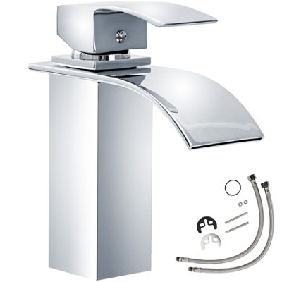 tectake Faucet curved waterfall tap - bathroom sink tap faucet tap - grey Price Comparisons | Compare The Build