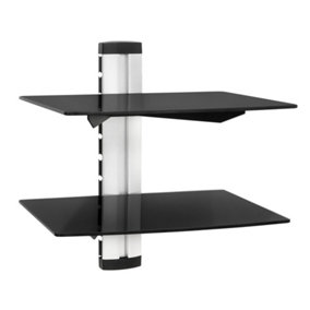 tectake Floating shelves with 2 compartments model 1 - wall shelf wall mounted shelf - black