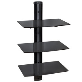 tectake Floating shelves with 3 tiers model 3 - wall shelf wall mounted shelf - black
