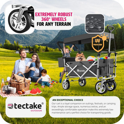 tectake Foldable garden trolley w/ carry bag - grey