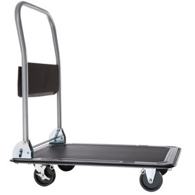 tectake Folding trolley with brakes - hand truck flatbed trolley - black 150 kg